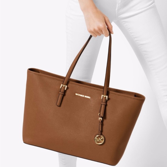 Michael Kors Jet Set Tote Luggage Brown Saffiano Large - Picture 4 of 14